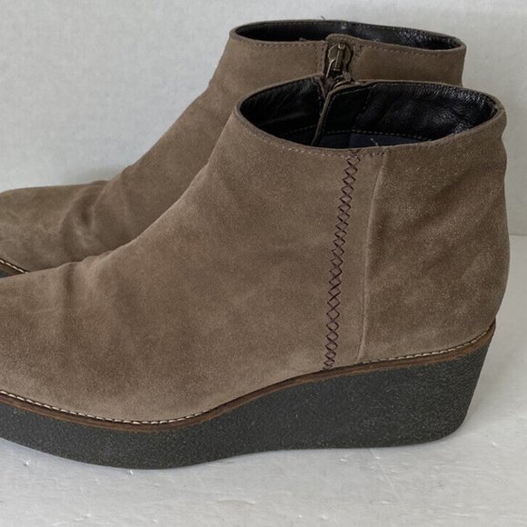 Aquatalia Vina Booties 10 Suede Platform Brown Wedge Ankle Boots - Picture 5 of 11
